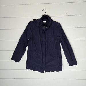 Eileen Fisher Organic Cotton & Nylon Hooded  Jacket, size Small Navy Blue